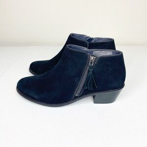 Vionic Joy Serena Suede Leather Ankle Bootie Black Size 8